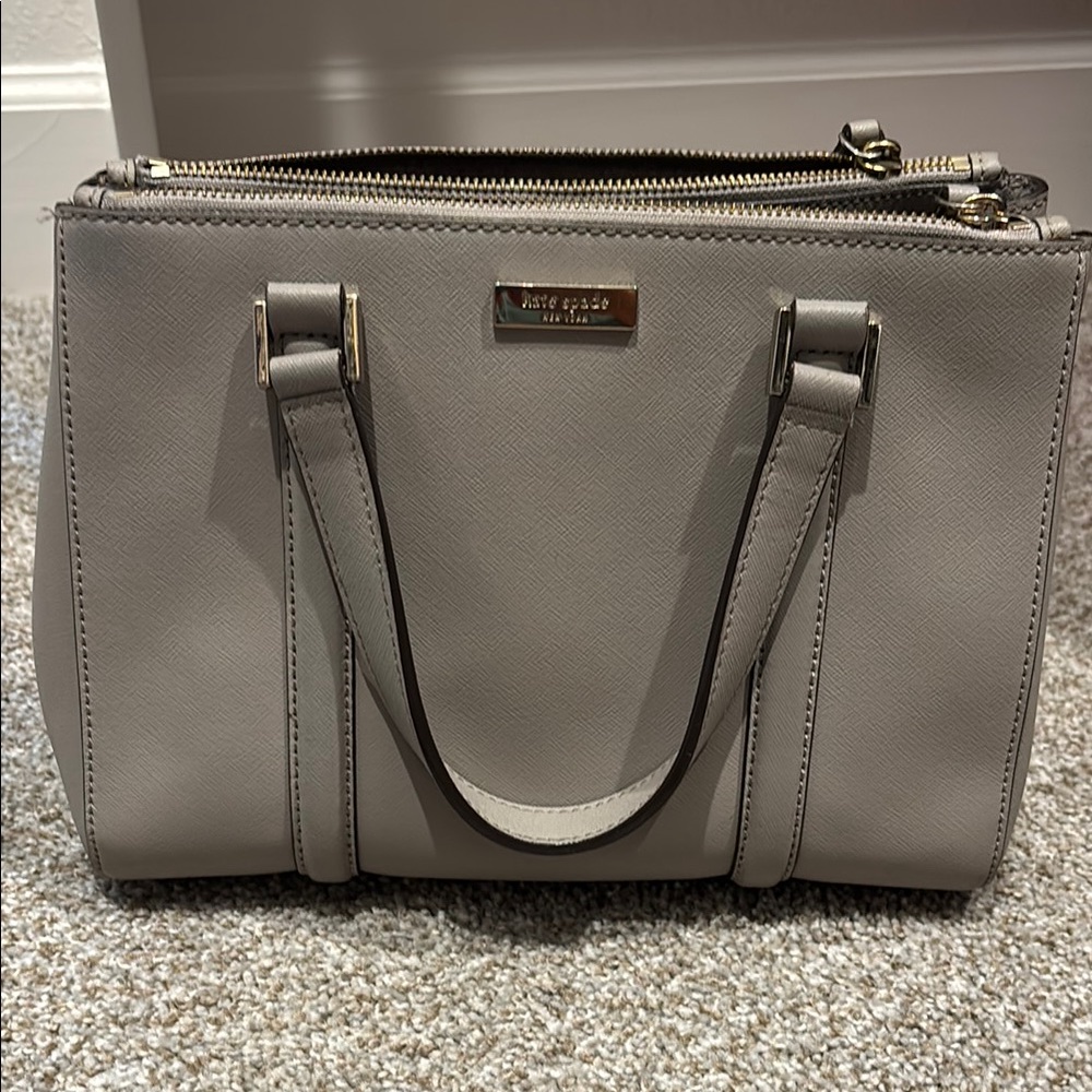 Kate Spade Gray Satchel with Silver Hardware